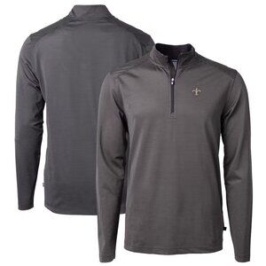 Cutter & Buck New Orleans Saints Black & Gray Striped NFL Quarter-Zip | Size XL
